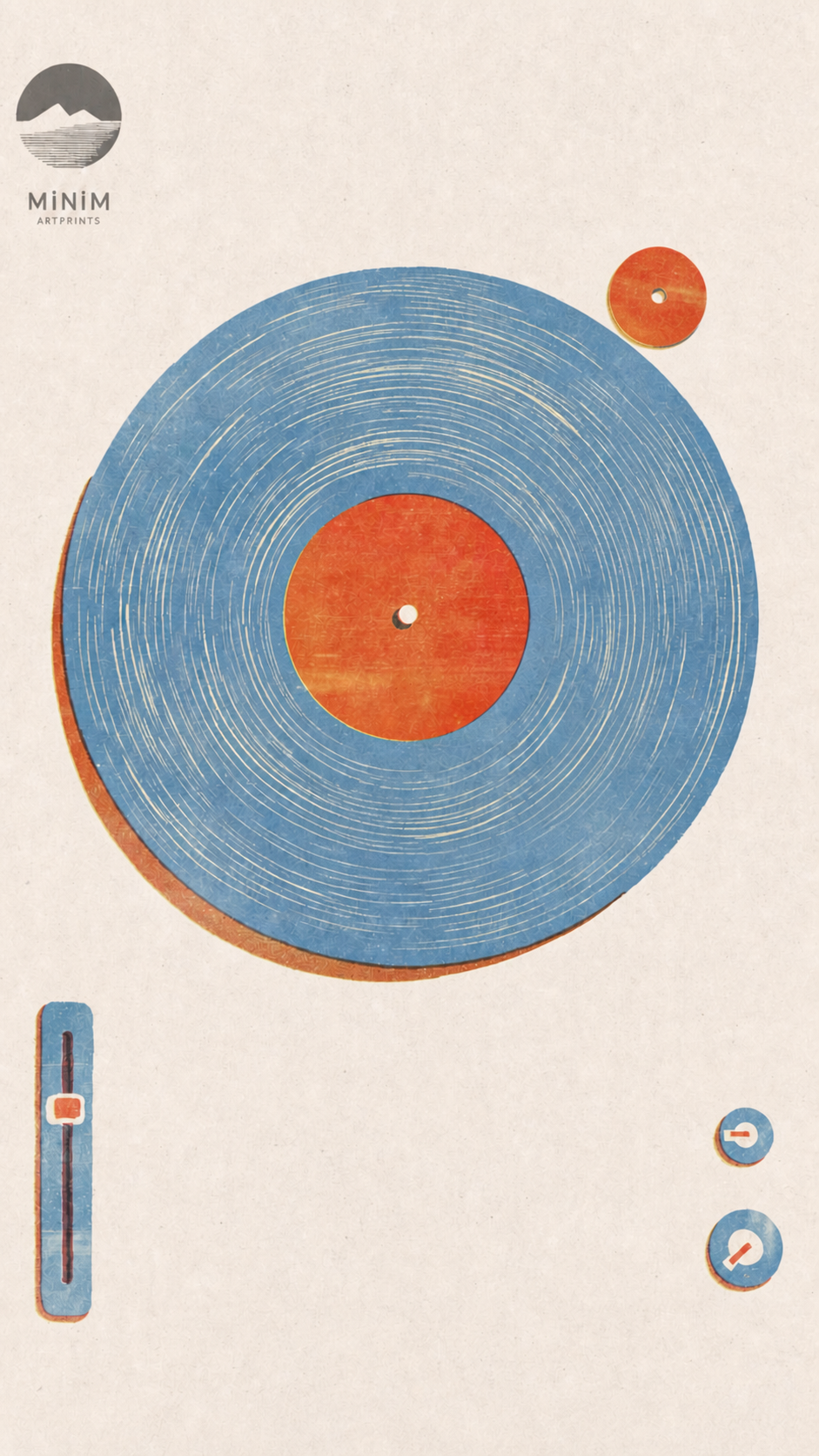 Vintage turntable with a blue vinyl record